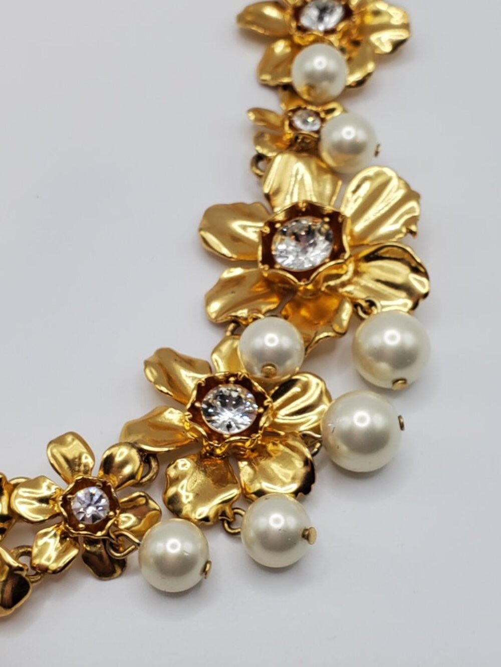 J. Crew Floral Crystal Pearl Statement Necklace + Dust Bag - Picture 5 of 6